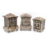 (3) Klotz Mfg. Co. Cast Iron Still Banks w/ Barred