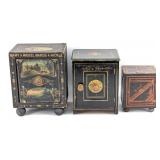 (3) Early Paper Lithograph Over Wood Safe Banks