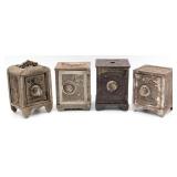 (4) Cast Iron Ornate Still Safe Banks