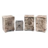(4) Nicol & Co. Cast Iron White City Puzzle Safe B