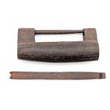 Antique Iron Shackle Lock w/ Key