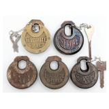 (5) Various Brand Multi Lever Padlocks