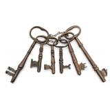 (6) Large Brass Skeleton Keys