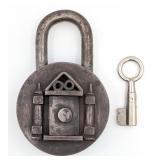 Antique Padlock w/ Castle Gate
