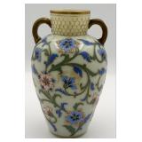 Victorian Opalescent Glass Vase With Enamel Decora