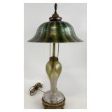 Signed Quezal Art Glass Table Lamp