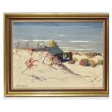 Frank Dudley Indiana Dunes "Beach Building" Oil