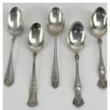 Lot Of Five Mixed Pattern Sterling Silver Tablespo