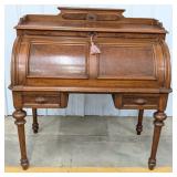 Antique Walnut Cylinder Roll Top Desk