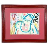 1981 Irving Stettner Nude Woman Abstract Watercolo