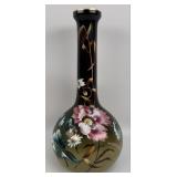 Large Antique Bristol Glass Hand-Painted Floral Va