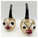Pair Of Vintage Murano Glass Clown Pipes