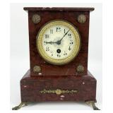 Antique Jules Rolez Paris Rouge Marble Mantle Cloc