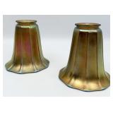 Pair Of Signed Steuben Art Glass Gold Aurene Lamp