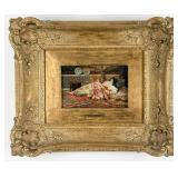 Antique P. Salazar Orientalist Harem Girl Oil On W