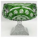 Vintage Bohemian Emerald Green Cut To Clear Crysta