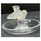 Lalique France "Sparrow" Crystal Ring Dish/Pin T