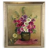 Lottie Grow "Floral Still Life" Oil On Canvas Pa