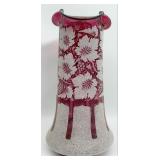Victorian Cranberry Glass Pitcher With Frosted Gra
