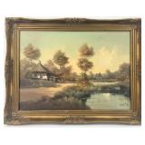 V.A. Heide Rural Houses Landscape Oil On Canvas Pa