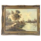 V.A. Heide Woodland Landscape Oil On Canvas Painti