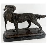 Bronze Bird Dog Statue On Marble Base