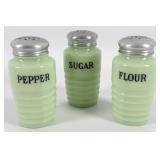 Vintage Jeanette 3 Piece Jadeite Beehive Pattern