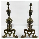 Pair Of Antique Empire Style Brass Fireplace Andir
