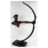American Indian Brave Drawing A Bow Bronze Bust