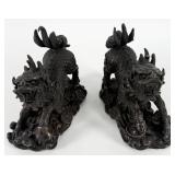 Pair Of Vintage Chinese Qilin Mythical Chimerical