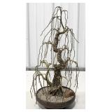 Mid Century Bronze Bonsai Tree Sculpture Signed P.