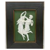 Antique German Jasperware Dancing Girls Framed Pla