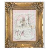 Vintage Alt Meissen Rococo Style Framed Porcelain