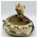 Weller "Woodcraft" Art Pottery Squirrel Nut Bowl