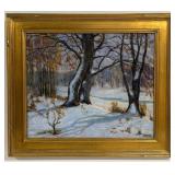 Edwin Wappler Winter Landscape Oil On Canvas Paint