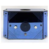 Working Art Deco Modernist Cobalt Blue Mirror Glas