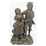 Antique Bronze Finish "Courting Couple" Spelter