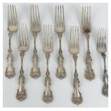 8 Piece Whiting Sterling Silver "Pompadour" Fork