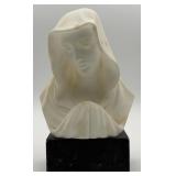 Antique Italian Alabaster Bust Of The Virgin Mary