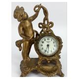 Antique New Haven Figural Cherub Desk Clock
