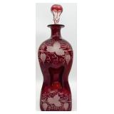 Victorian Bohemian Ruby Cut To Clear Grapes & Vine