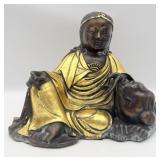 Antique Gilt Bronze Guanyin Chinese Goddess Statue