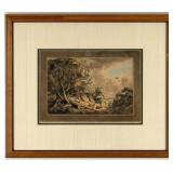 Framed 1773 I.R. Smith London "Woodcock Shooting"