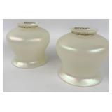 Pair Of Signed Quezal Art Glass Pearl Iridescent L