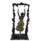 After Auguste Moreau "Girl On Swing" Bronze Scul