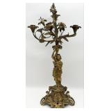Antique French Gilded Brass Figural Four-Arm Cande