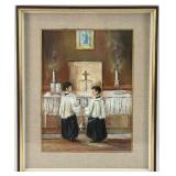 Sam Amato "Alter Boys" Oil On Canvas Board Paint