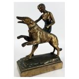 Art Deco "Women and Greyhound" Bronze Sculpture
