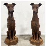 Pair Of Cast Iron Whippet Dog Statues