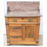 Antique Victorian Eastlake Walnut Marble Top Washs